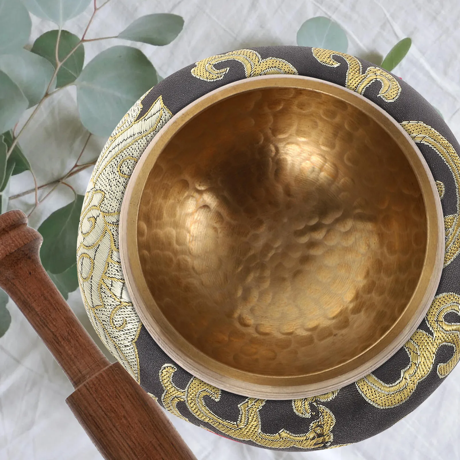 Elegant Singing Bowl Mat Handmade in Nepal Natural Cotton Texture Non Movable Base for Tibetan Singing Bowls Mindfulness Rituals
