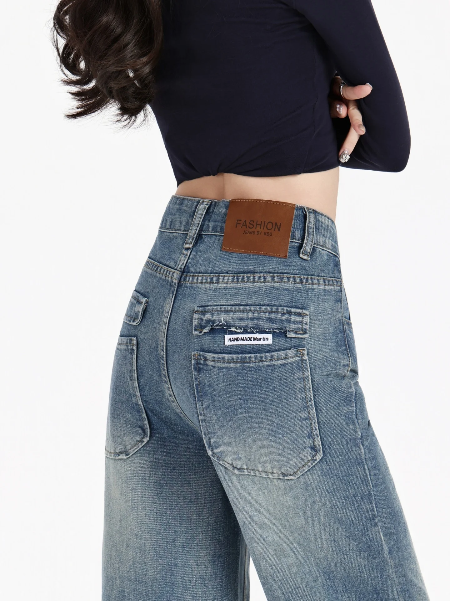 

Свободные прямые джинсы с высокой талией, женские осенние джинсы больших размеров, утягивающие широкие брюки в пол с широкими штанинами