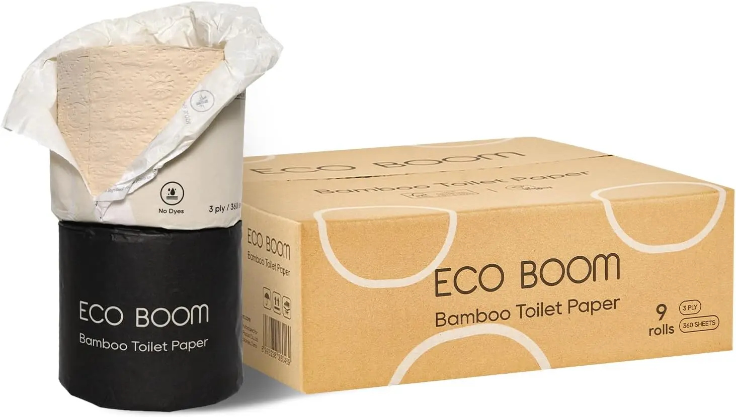 

Unbleached Bamboo Toilet Paper, 100% Tree-Free & Plastic-Free, 3-Ply Strong, FSC Certified, Unscented, 9 Rolls