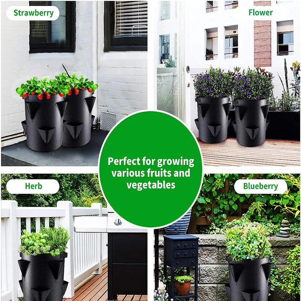 Multi-Mouth Grow Bag 5/7/10 Gallons Strawberry Tomato Planting Bags Reusable Gardens Balconies Flower Herb Planter