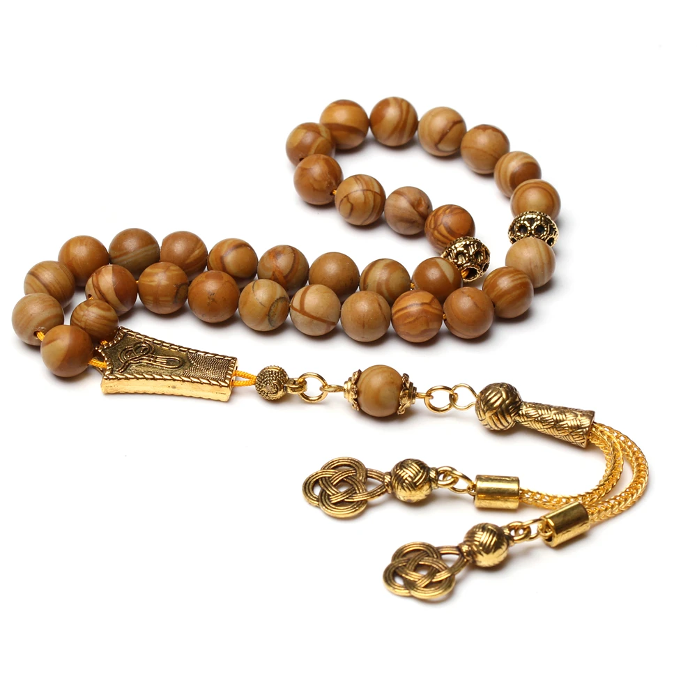 

Tasbih Natural wood color stone 33 beads bracelet muslim accessories Eid ADHA islamic prayer bead jewelry gemstone rosary tesbih