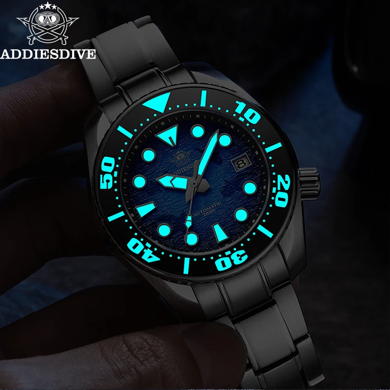 ADDIESDIVE Top brand Men Luxury WatchAD2102 200m Waterproof BGW9 Super luminous relogios masculinos Automatic Mechanical Watches