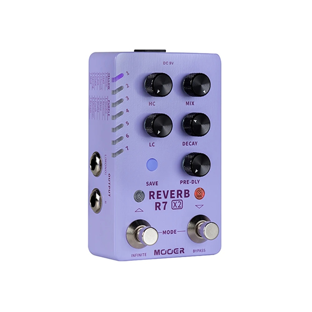 

MOOER R7 X2 Reverb Pedal 14 Stereo Reverb Effects Infinite Function Rever Guitar Pedal with Atmosphere/Spring/Hall/Room