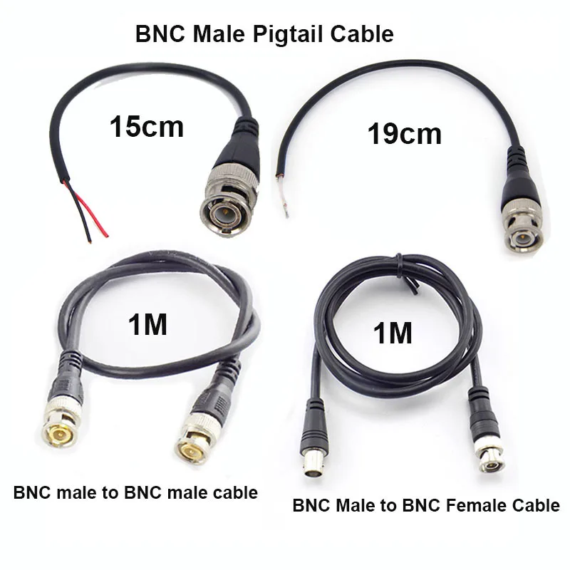 BNC Male Connector Cable BNC Male to Female Plug Adapter Pigtail Wire Line for CCTV Camera Accessories