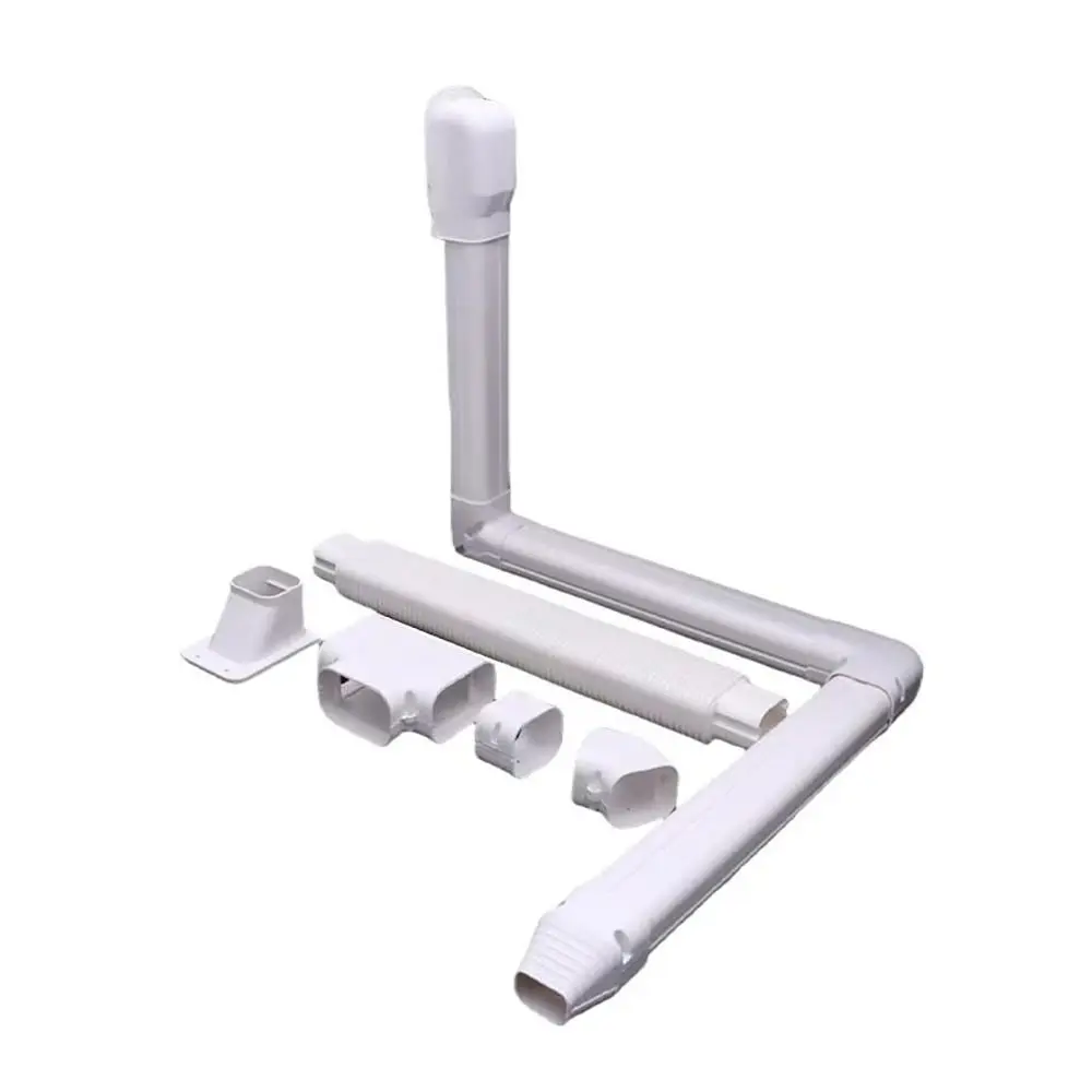 Durable 75*65mm Air Cond Lineset Cover System White PVC Wall Entry Mouth Flat Elbow Weather Resistance Wall Cap Connection Lines