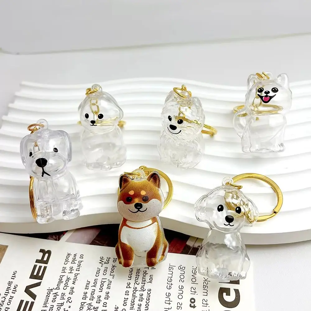 50pcs Cute Pet Dog Hair Storage Keyring Transparent Keychain Bag Decoration Pendant Souvenir Wholesale for Family Members Gift