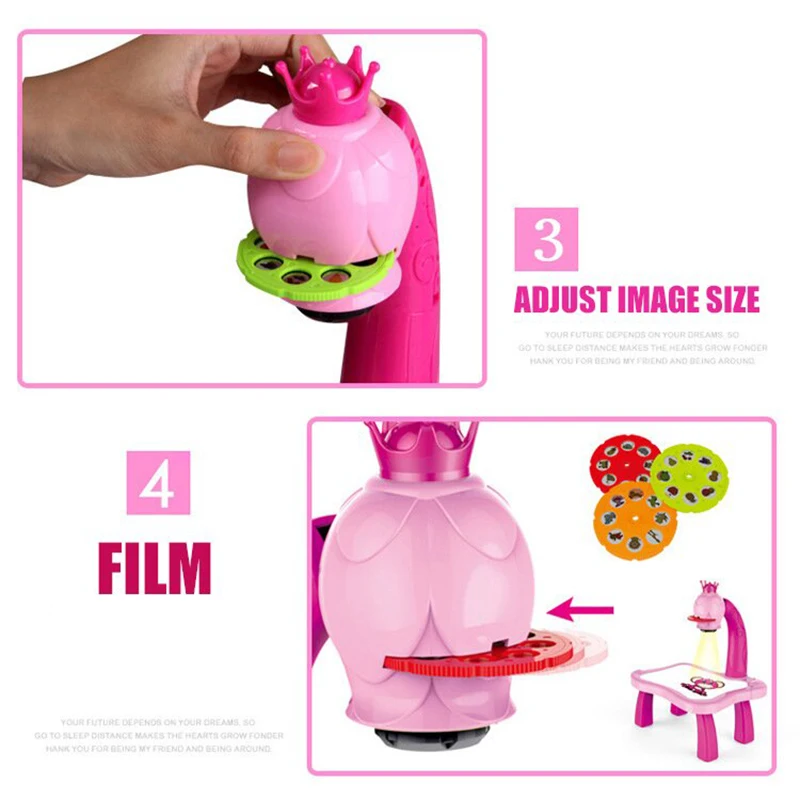 Kids Children Educational Early Learning Musical Projector Projection Painting Drawing Table Desk Toy Paint Tools