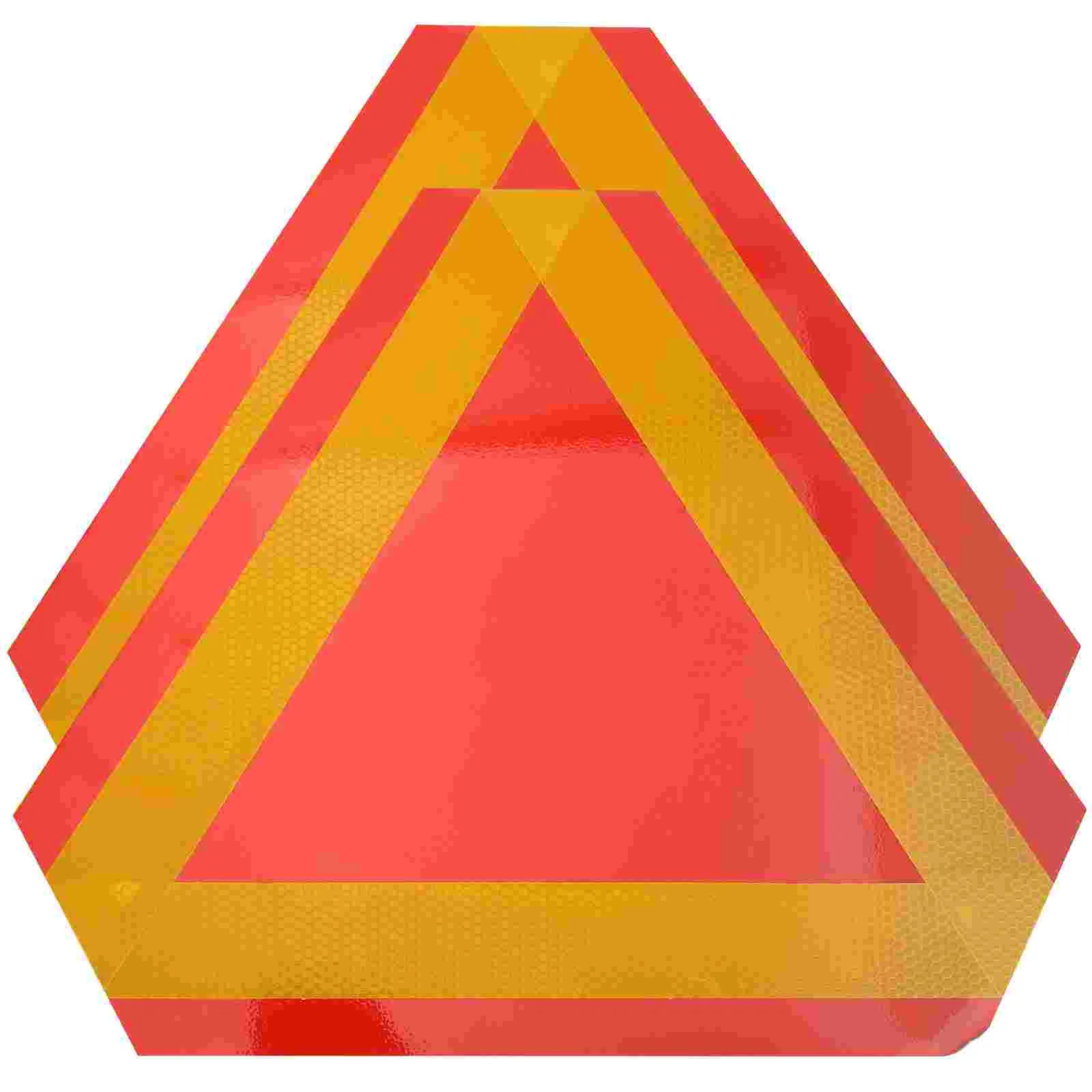 2 Pcs Triangular Reflector Slow Moving Triangle Warning Sign Vehicle Aluminum Reflectors for Car