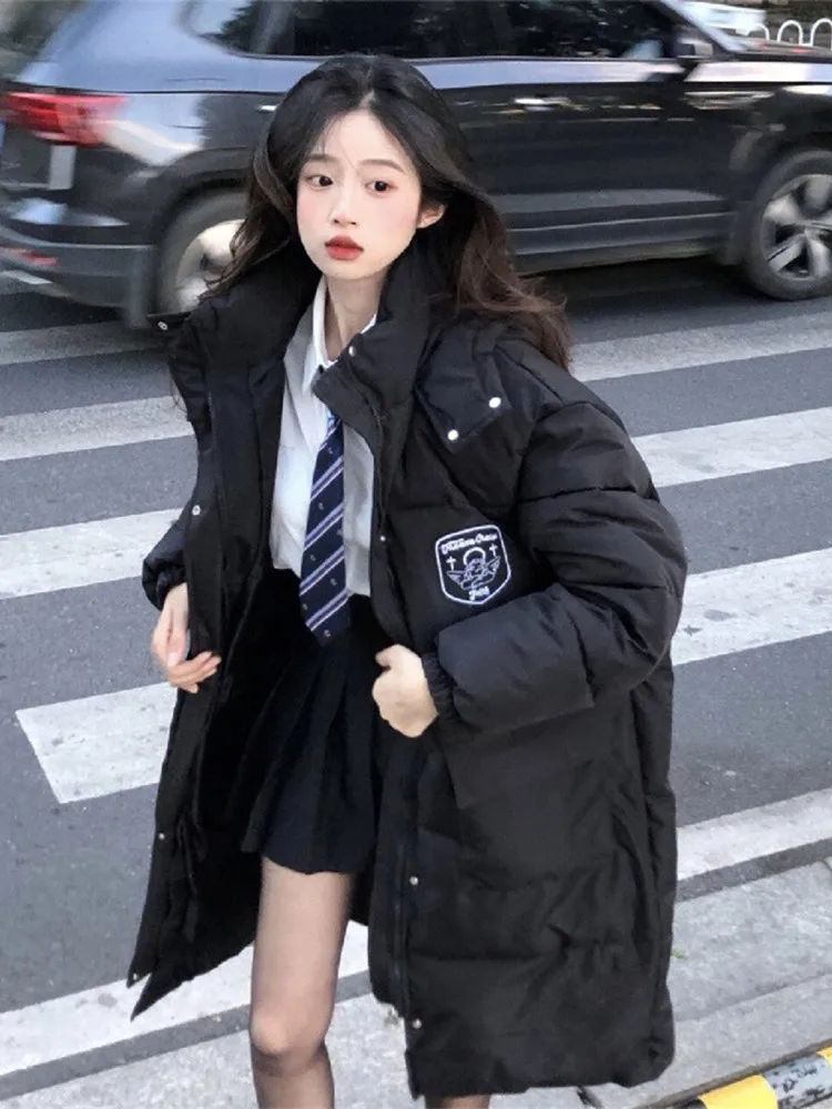 

Bla Cotton Jaet Women's Mid-Length Bread Sle College Faion Design Sensation Winter New Arrival Korean Version Crystal Xu
