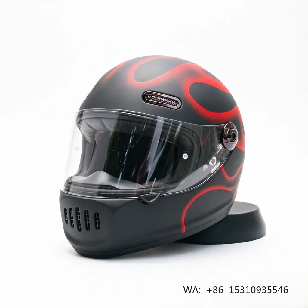 New Retro Full-Face Motorcycle Riding Helmet with Double Visor and ABS Material for Safety Protection