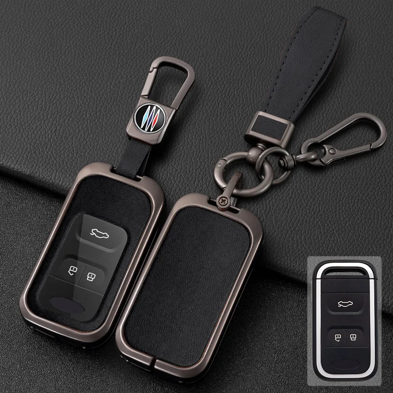 

Zinc Alloy + Leather Car Key Case Cover Shell For Chery Tiggo 3 5X 4 8 Glx 7 2019 2020 Arrizo For Cheri Tiggo 8 3 Buttons Key