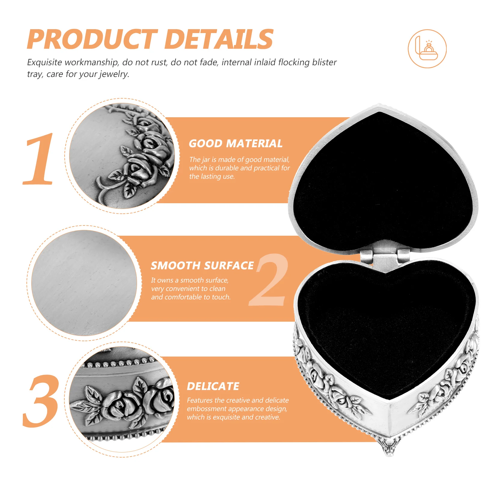 

Creative Desktop Storage Embossment Jewelry Box Multifunctional Alloy Jar Female Gift Home Box Dresser Top Display Holder