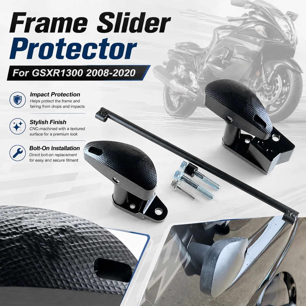 Motorcycle Bumpers Frame Slider For SUZUKI GSXR1300 GSX1300R 2008-2020 Hayabusa Crash Protector Crash Bar Engine Guard Rail