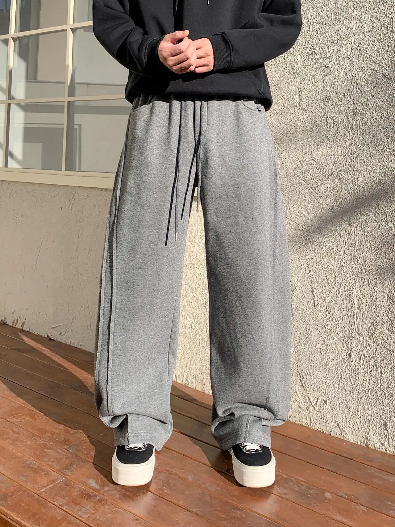 

Зимние повседневные брюки Thiened Fce для мужчин, американские свободные спортивные штаны с широкими штанинами, модные брендовые, свободного кроя