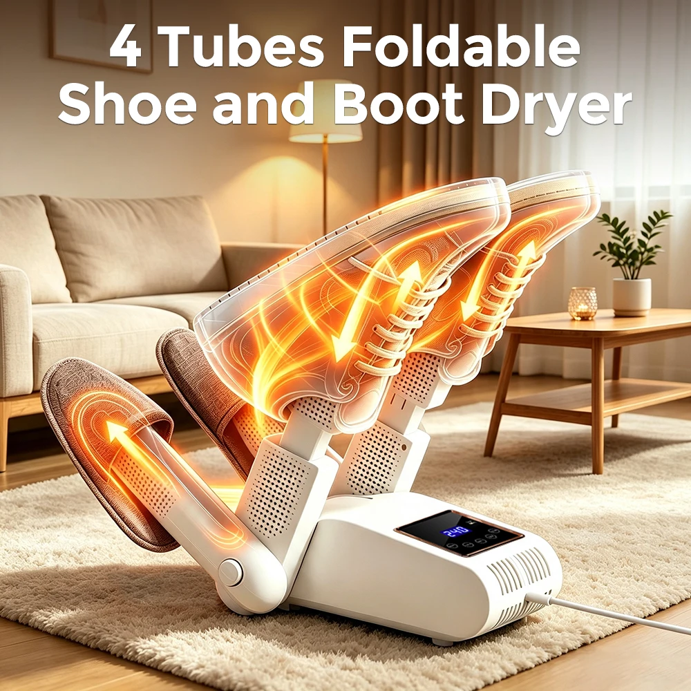 Foldable Shoe Dryer EU/US/UK UV Telescopic Intelligent Timer Adjustable Dryer Quick Drying Deodorizing Sterilizing Shoe Dryer