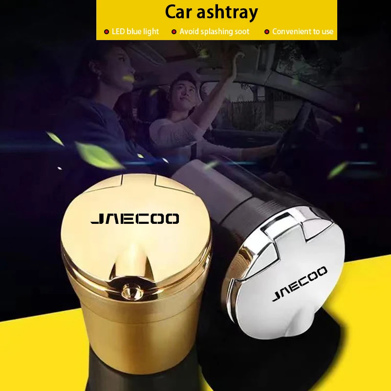 Car Ashtray with LED Light Portable Smell Proof Smokeless Cup Holder For Chery Jaecoo J7 J8 7 Phev 2023 2024 2025 Accessories