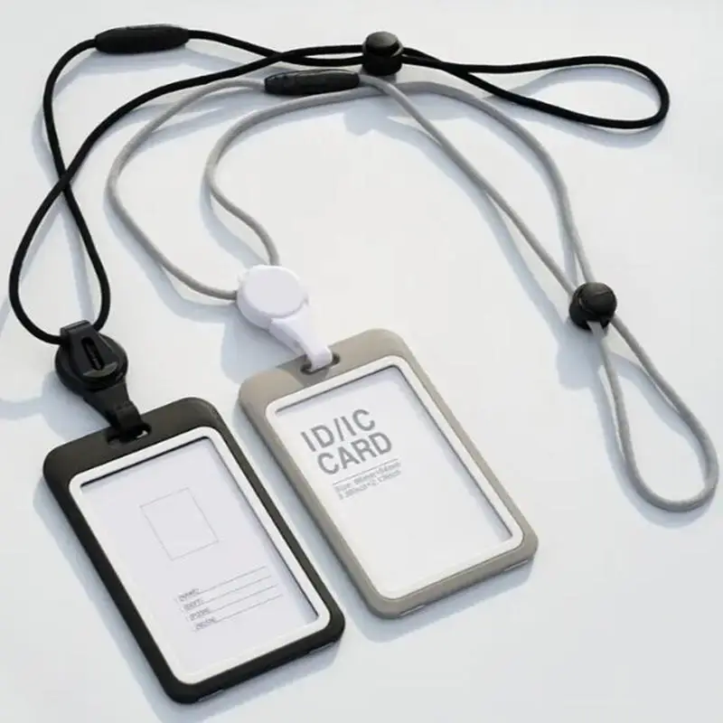 Badge With Lanyard Name Badge Holder Adjustable Lanyards Card Holder Transparent Retractable ID Card Holder School Stationery