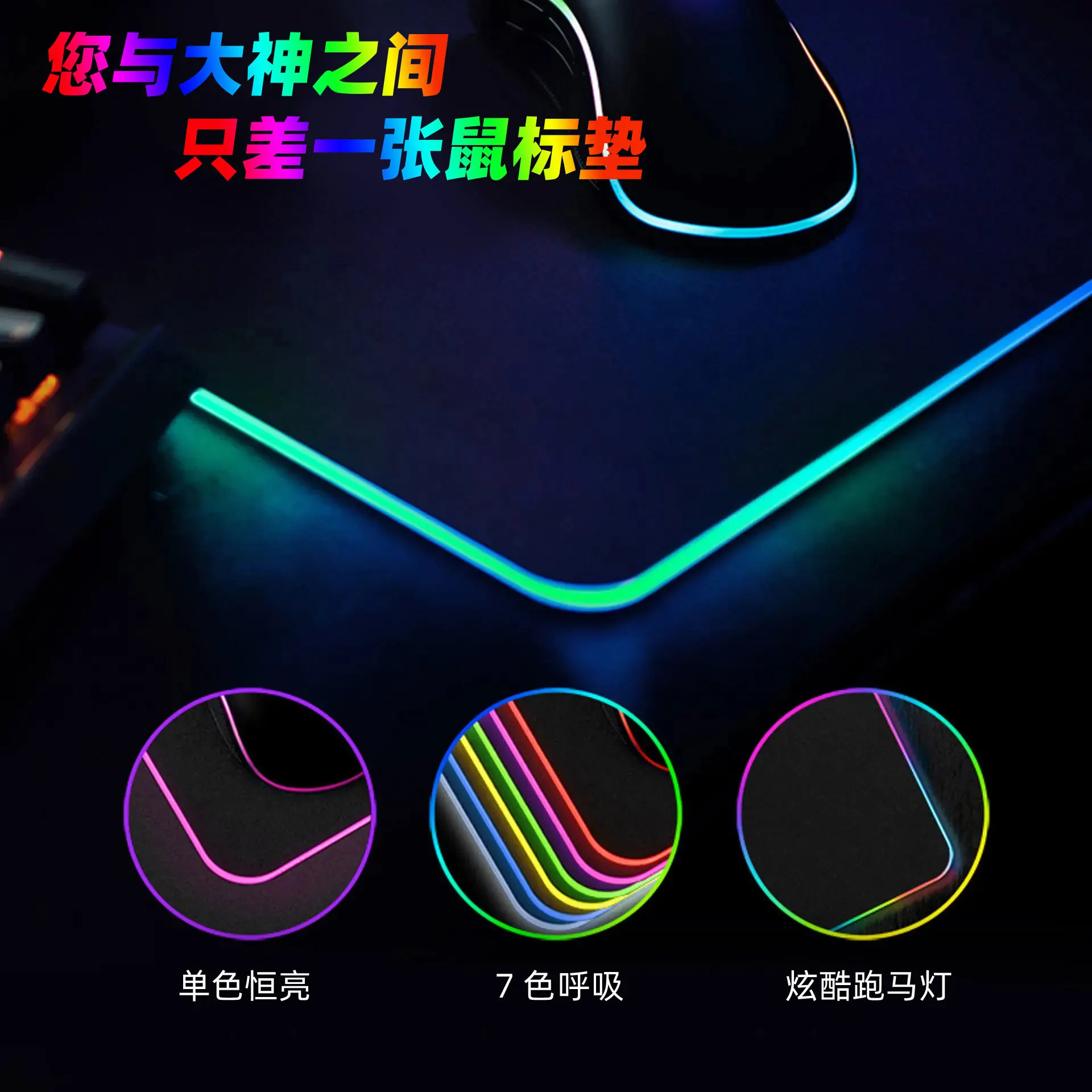 RGB Wireless Charging Mouse Pad 15W Fast Charge Extended Gaming Desk Mat with Non Slip Rubber Base and Colorful Breathing Light