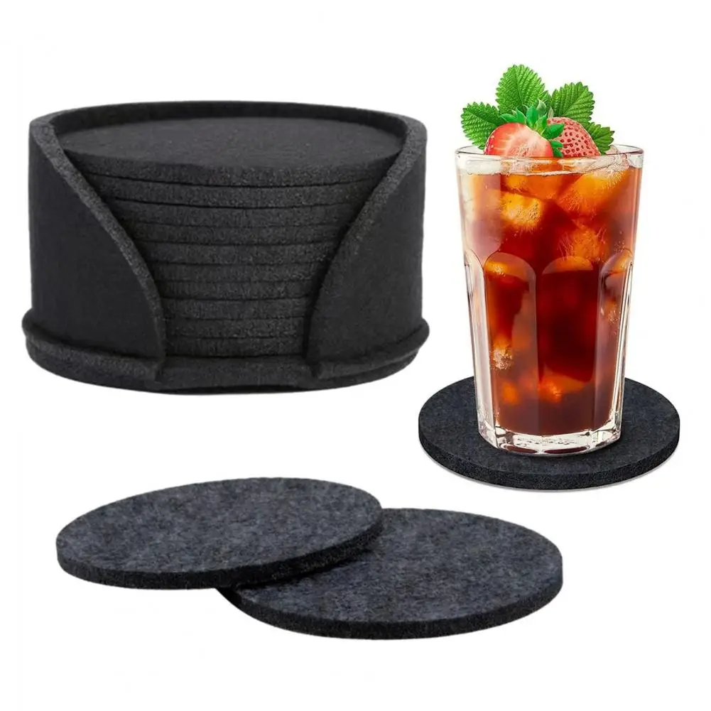 10 Pcs Felt Coasters Heat Insulation Water Absorbant Anti scalding Table Cup Drink Bottle Anti skid Round Placemats