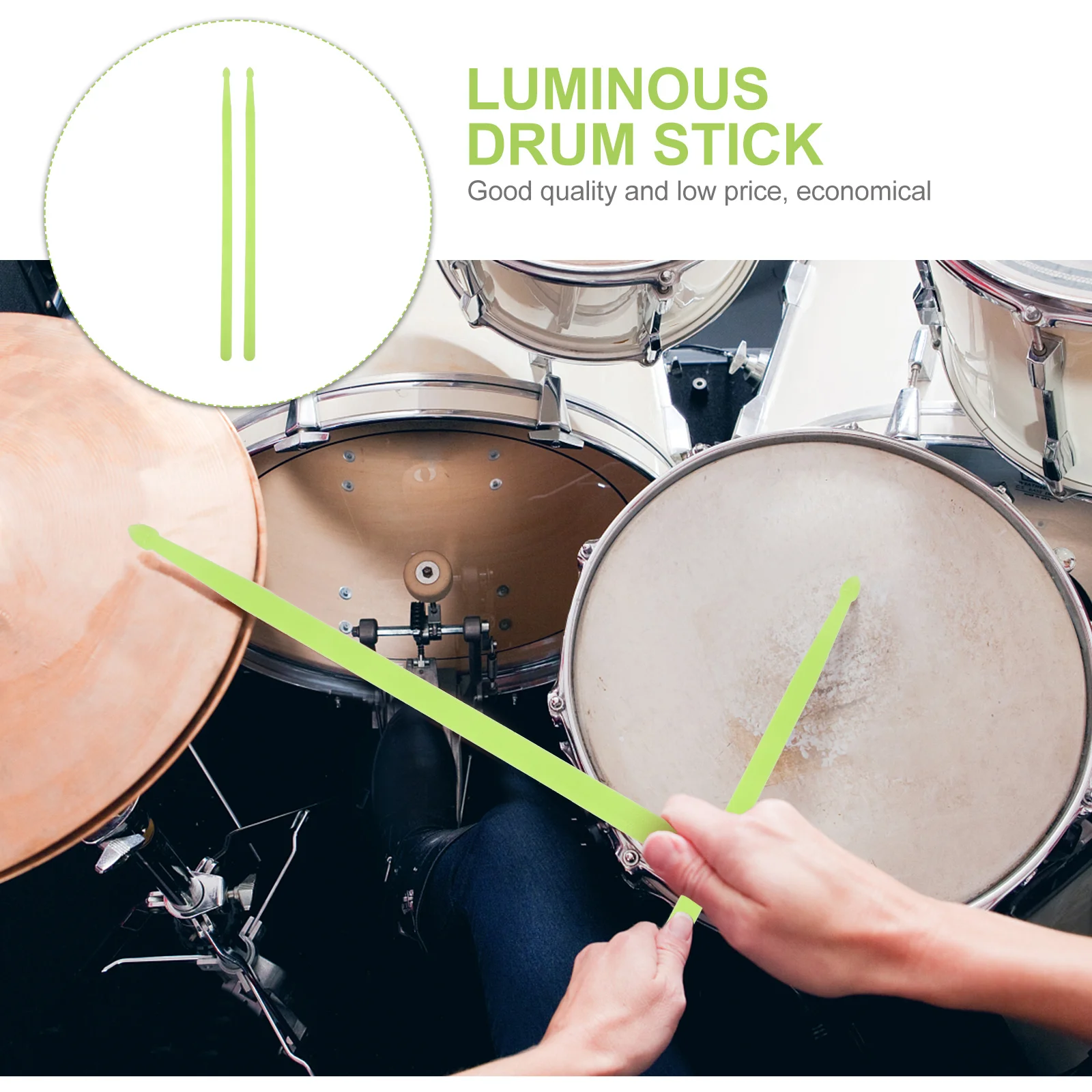 

2Pcs Nylon Glow Drum Sticks 5a Night Luminous Bright LED Drumsticks Durable Percussion Tools Nylon Drum Sticks