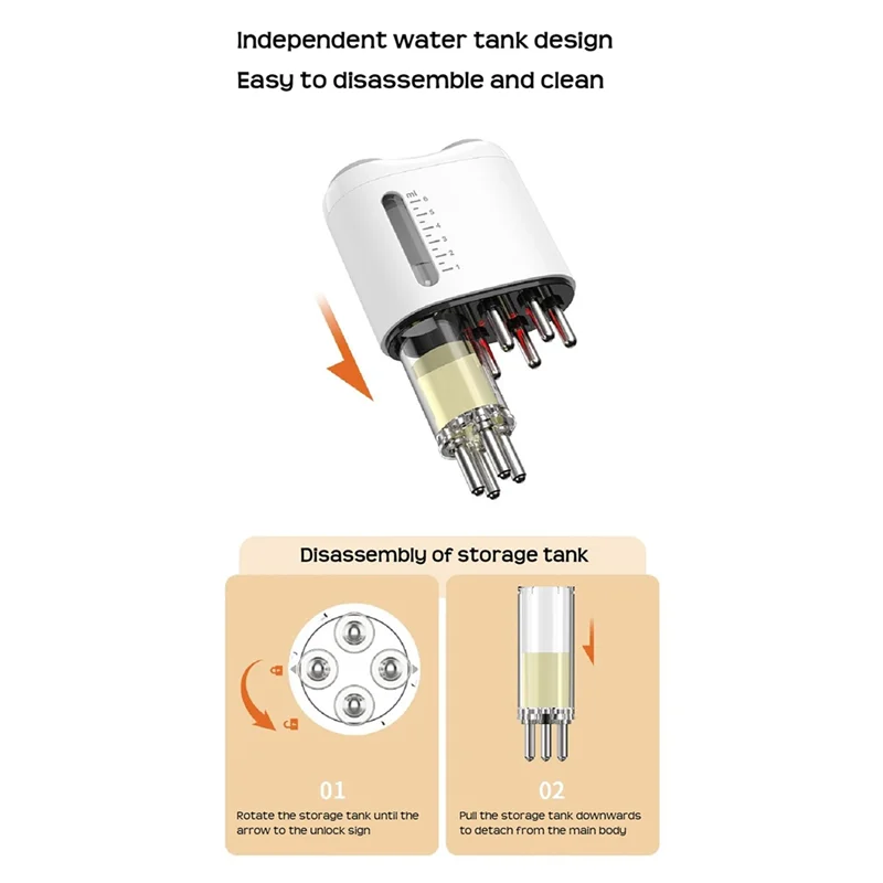 B51C أداة توزيع فروة الرأس الكهربائية، أدوات العناية بفروة الرأس، مشط تدليك دوار للزيوت العطرية #5