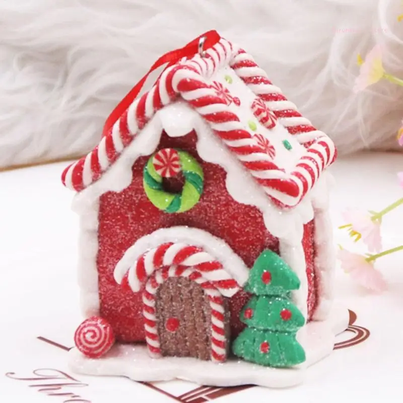 PVC Clay Christmas House Ornament Hanging Pendant for Holiday Décoration XmasTree Pendant