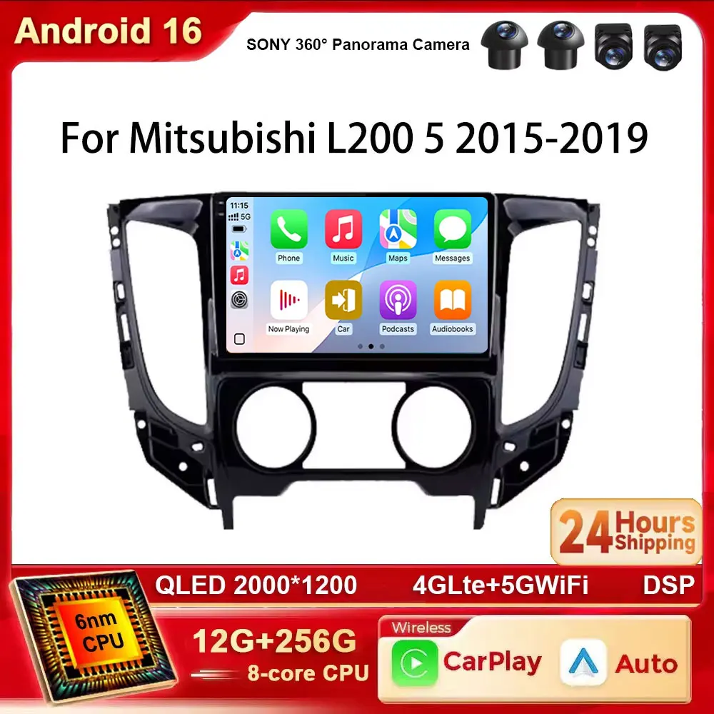 Android 16 Car Radio Carplay For Mitsubishi Pajero Sport 3 L200 5 Triton 3 2015- 2019 GPS Navigation Auto 4G Wifi Stereo DSP BT