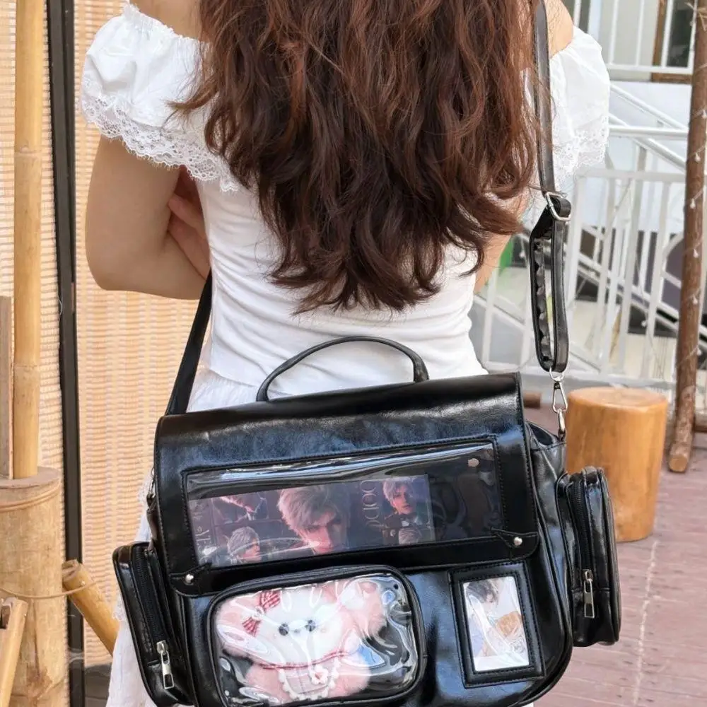 

Японский однотонный рюкзак, женская сумка на плечо в стиле Харадзюку, прозрачная сумка Ita, школьная сумка для девочек, большая вместительная форма, сумка через плечо