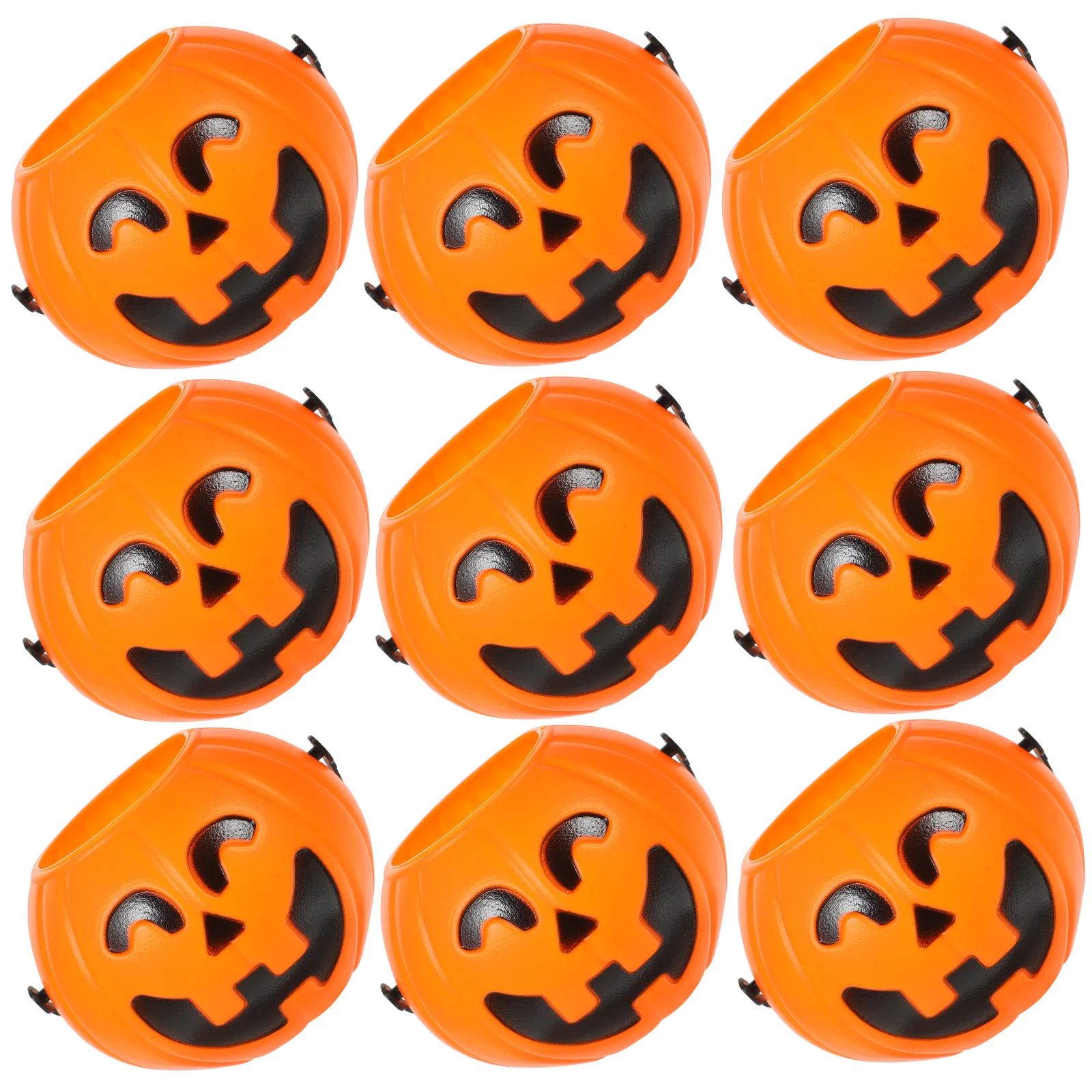 

18pcs Plastic Pumpkin Bucket Orange Halloween Candy Basket Pail Portable Party Favor Container Jar for