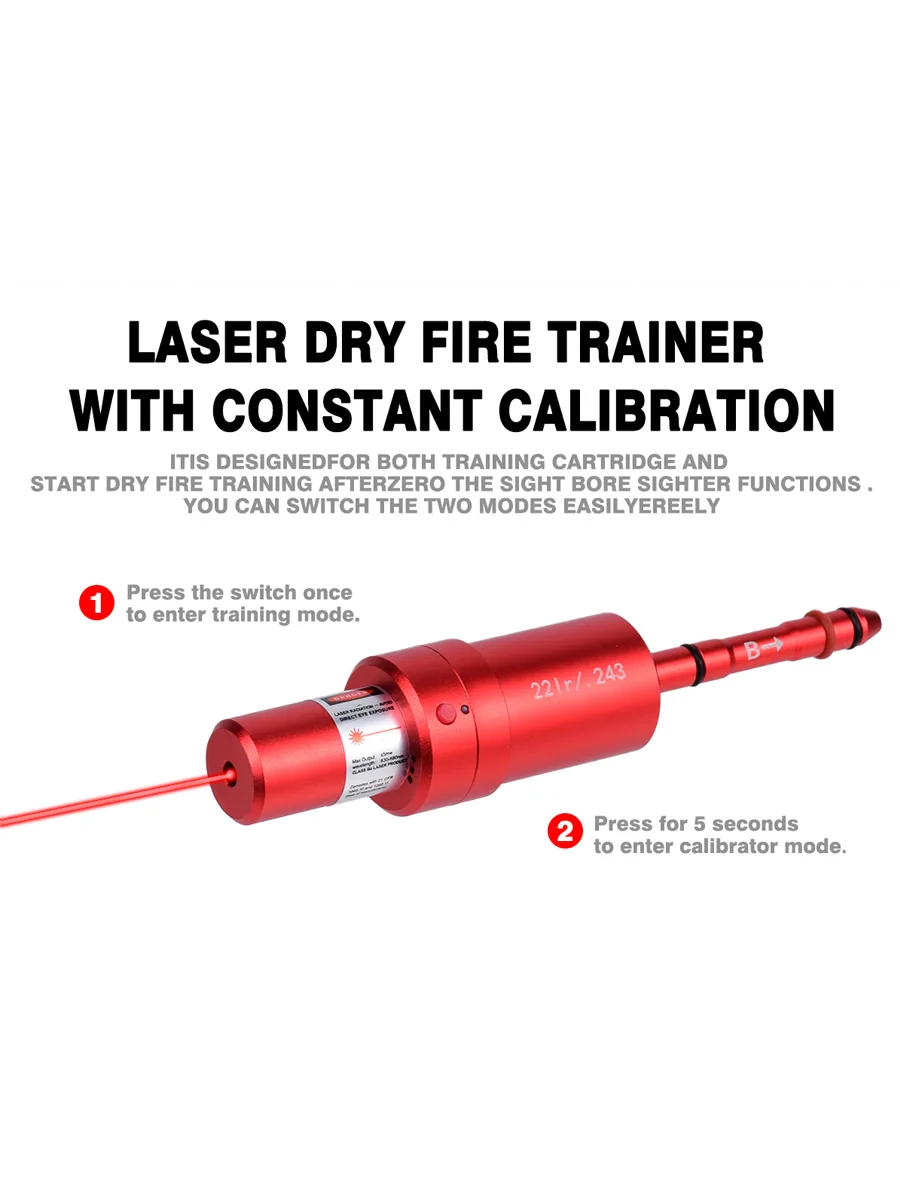 9mm 22LR .243 .25 .27 .40S&W 7.62mm 6.5mm 12GA Voice Controlled Laser Dry Fire Trainer Laser Training Bullet Bore Sight view 3