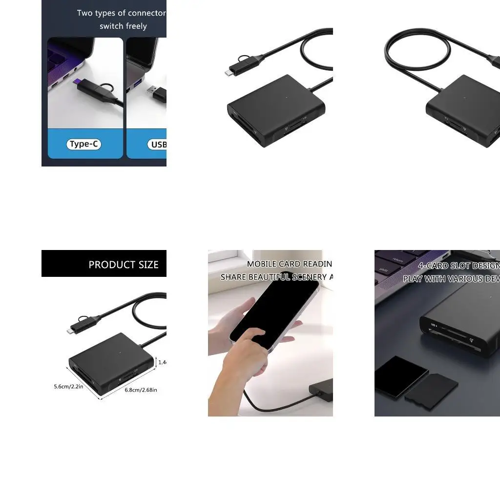 Y1UB Effiziente 4 in 1 USB -Kartenleser für den schnellen Zugriff auf MS -Speicherkarten Verbessert den Effizienten der