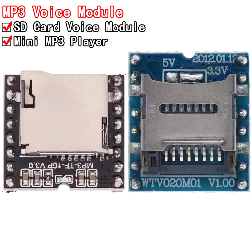 WTV020 وحدة مشغل MP3 صغيرة TF بطاقة MP3 وحدة الصوت وحدة الصوت لوحدة إمداد الطاقة Arduino GM