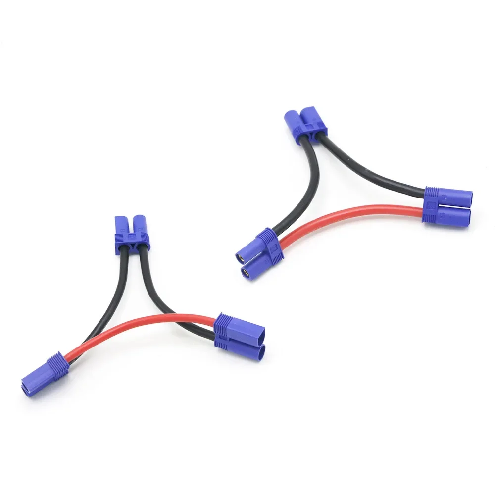 EC5 Parallel Battery Connector Cable Dual Extension Y Splitter 12AWG Silicone Wire 10CM Y / O Style For Rc Toys