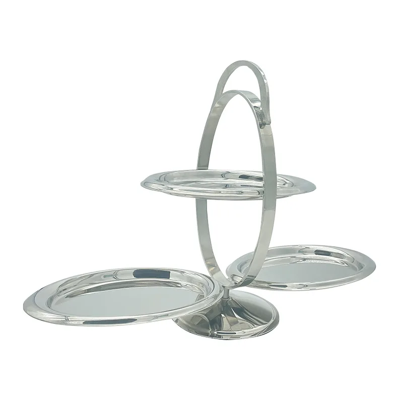 

Stainless steel fruit plate cake rack Nordic fruit plate hotel dessert rack Afternoon tea cake shop plate