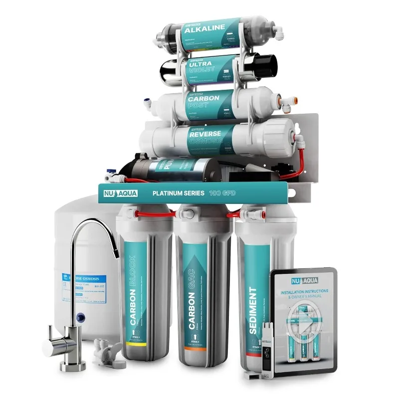 7-Stage & UV Under Sink Reverse Osmosis Water System - Booster Pump - 100 GPD RO Filtration & Remineralization