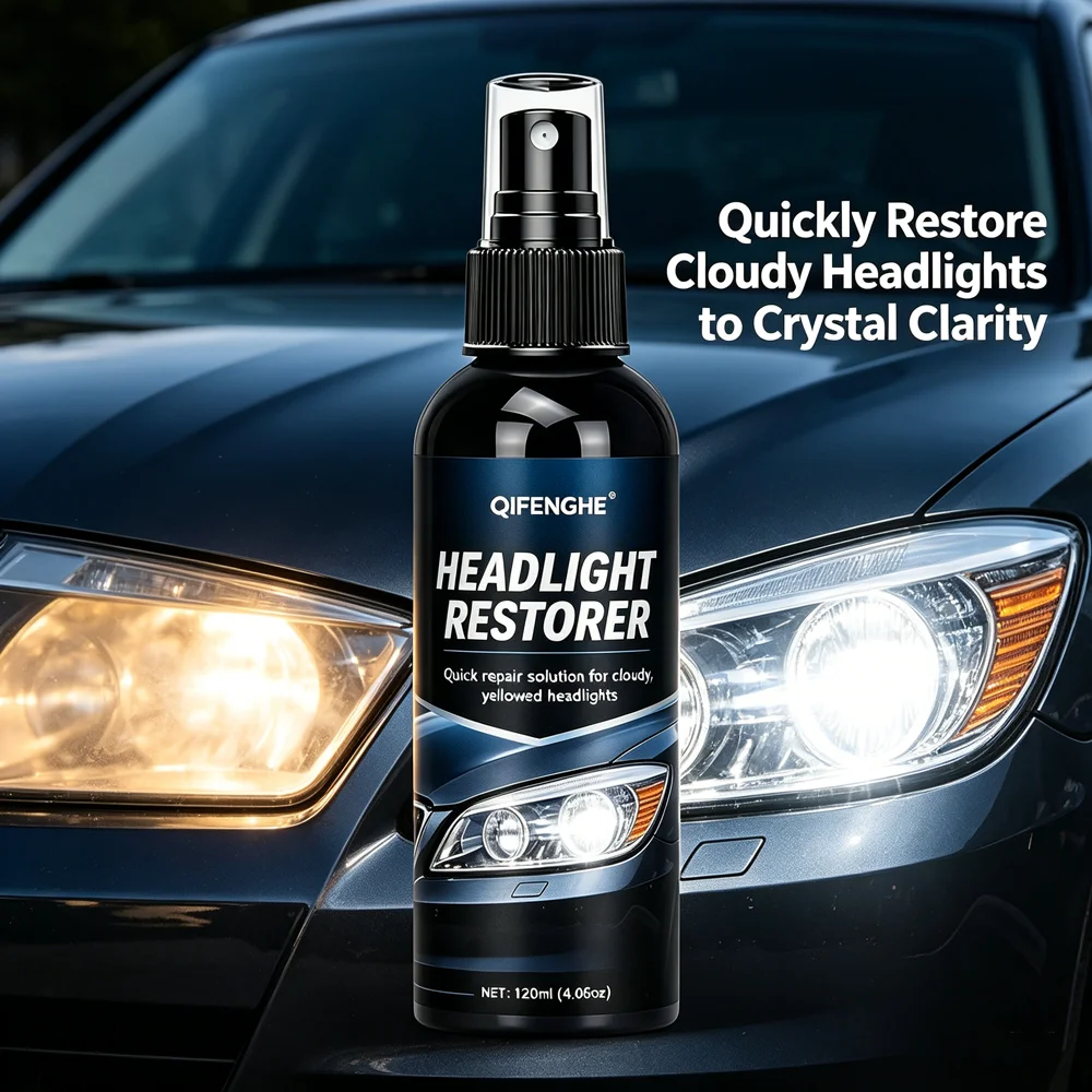 Headlight Restorer Quick Repair for Cloudy Yellowed Headlights No Polishing Needed Easy Convenient Application Safe Corrosion-Fr