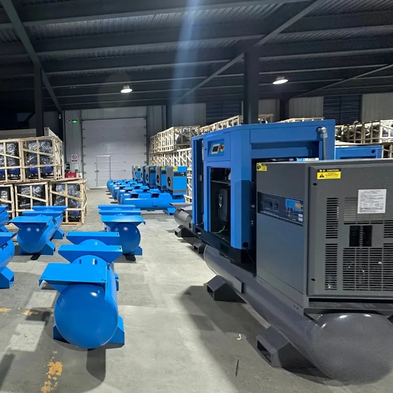 Customized New Design 4in1 200/340L Tank Industrial Rotary Screw Air Compressor Stationary Lubricated Integrated Air Dryer