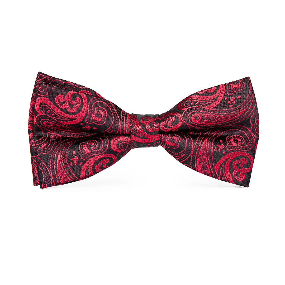 Hi-Tie Luxury Red Burgundy Silk Men\'s Bowtie Pocket Square Cufflinks Brooch Set Butterfly Knot Bow Tie for Men Wedding Groomsman