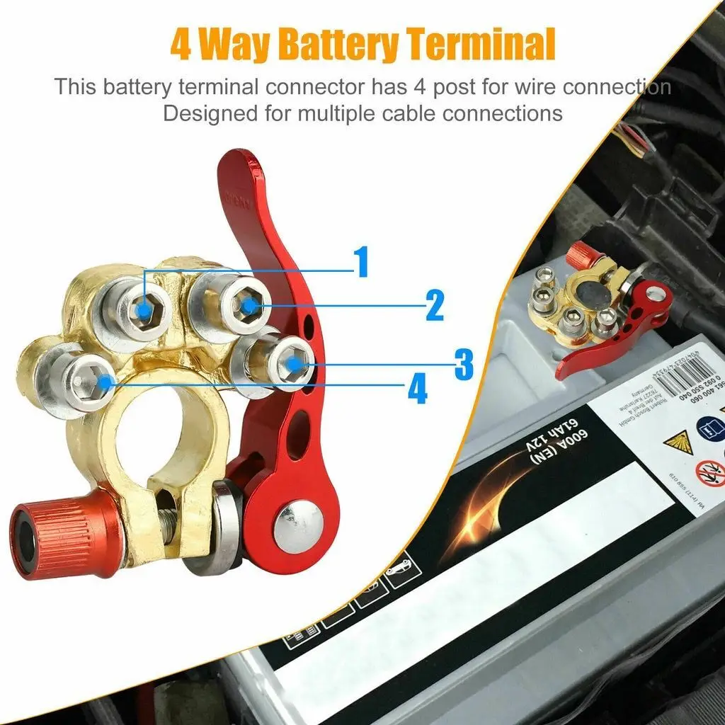 2Pcs Quick Release Disconnect Car BatteryTerminal Wire Cable Clamp Quick Release Connectors Car Auto Accessories 12V 24V