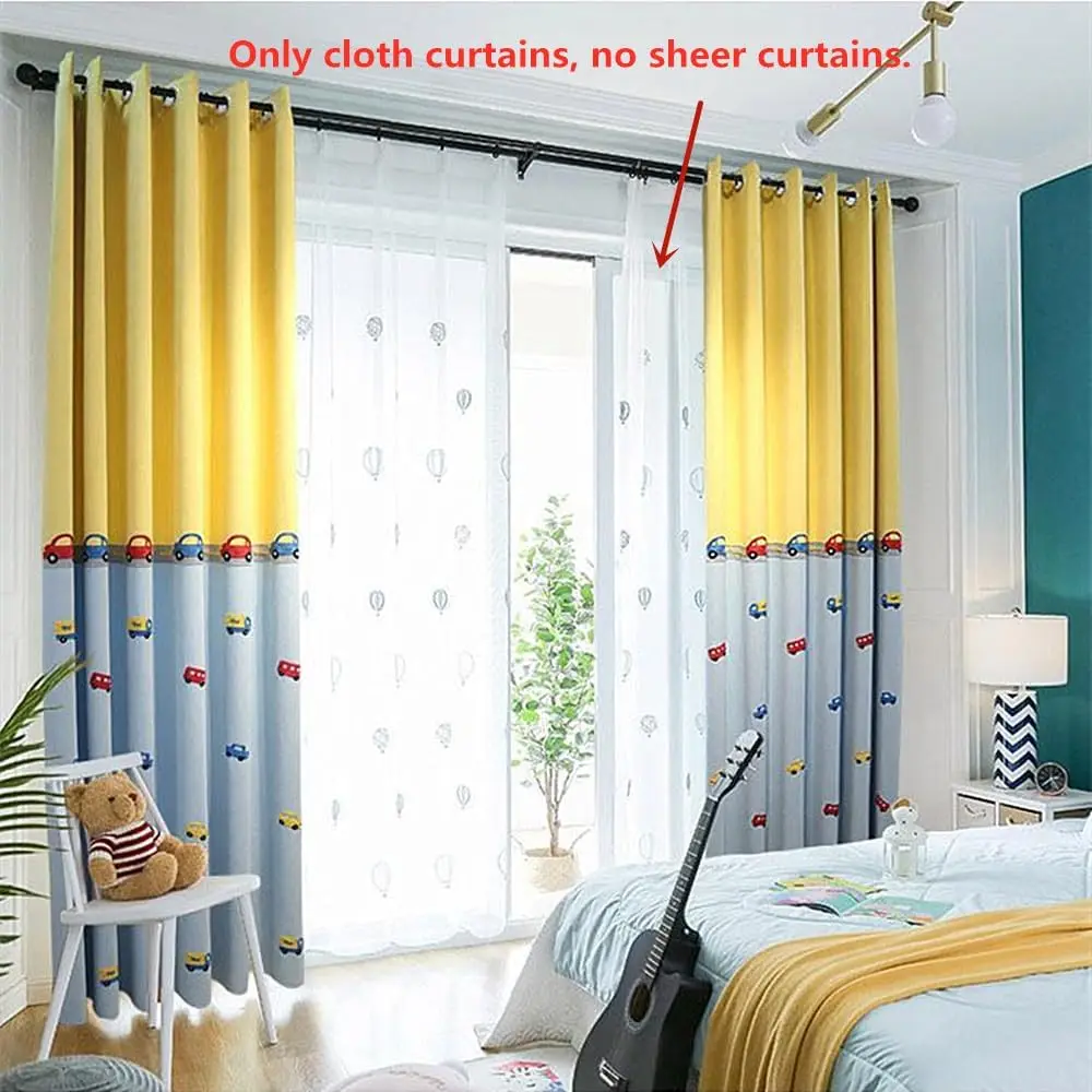 1 Panel 140cm Width Splicing Curtain for Kids Boys Girls Childrens Room Cartoon Car Embroidered Curtain