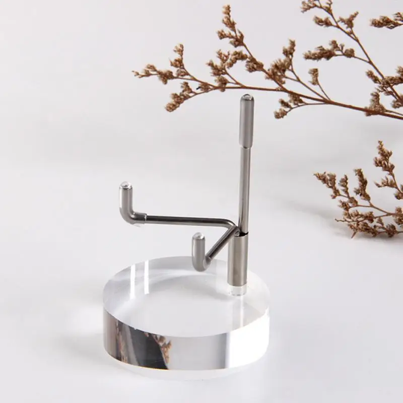 Stainless Steel Crystal Display Stand With Acrylic Base Angle Adjustable Crystal Mineral Holder Jewelry Showing Stand For Method