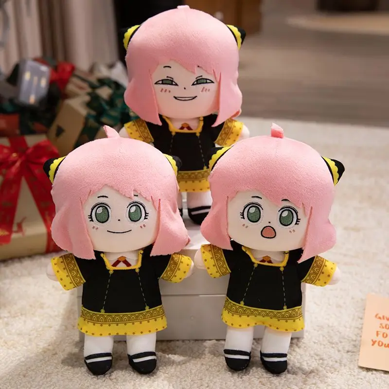 20Cm Authentic Product with Tag Spy Family Anya Forger Standing Posture Plush Fill Doll Accompanied Sleeping Doll Festival Gifts
