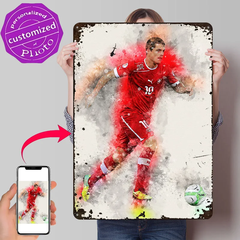 Granit Xhaka Personalized 3D Textured Metal Poster Wall Art Vintage Tin Signs for Interior Decoration Living Room Accessories