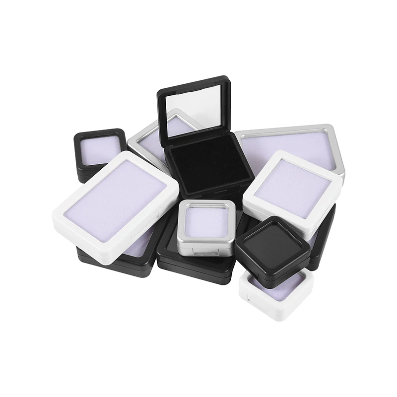 Top Glass Gem Box Gemstone Holder Display Loose Diamond Stone Show Jewelry Case Storage Organizer Tool Coin Jar Novel Container