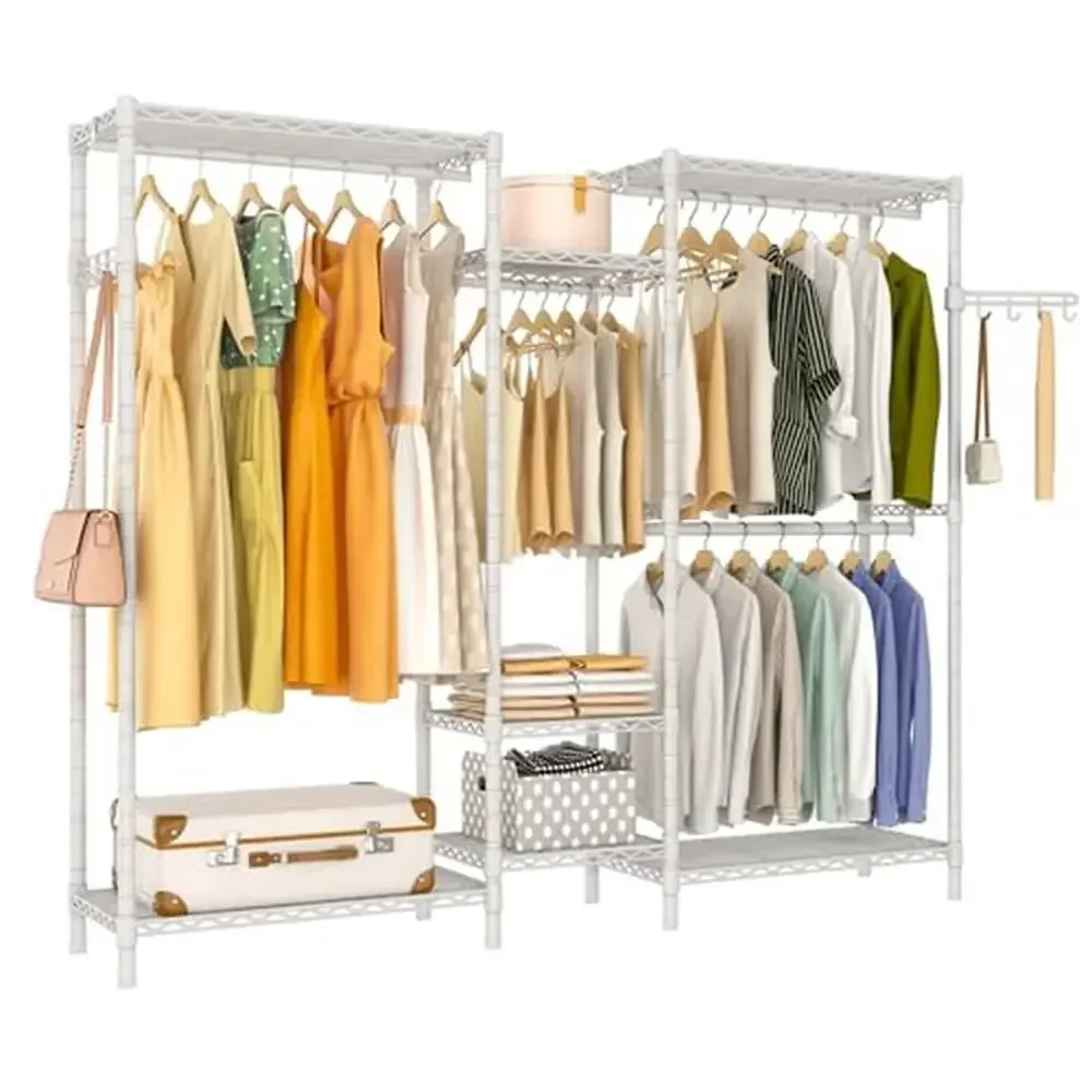 7-Tier Freestanding Garment Rack with Adjustable Shelves and Hanging Rods Heavy Duty Clothes Storage Organizer Portable Wardrobe