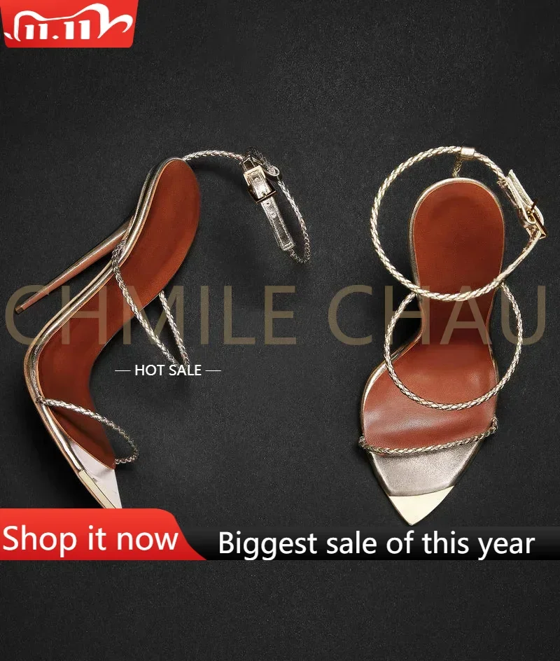 

【Measure your feet length before order】Elegant Luxury Designer Women Sandal Stiletto High Heel Strappy Party Prom Shoe 29-CHC-30