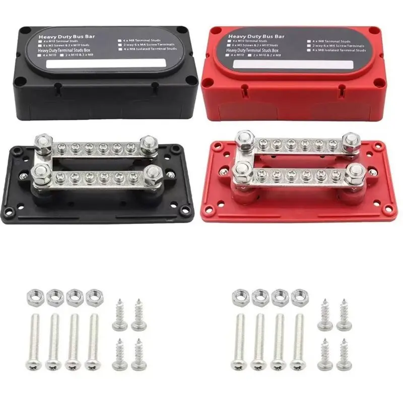 DTA4-150A Heavy-Duty Bus Bar 48V Terminal Junction Block Positive Negative Busbar For RV Boat Solar Battery System
