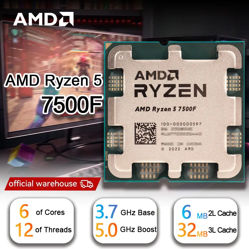 AMD R5 7500F CPU processor Ryzen 5 7500F Socket AM5 New but without cooler