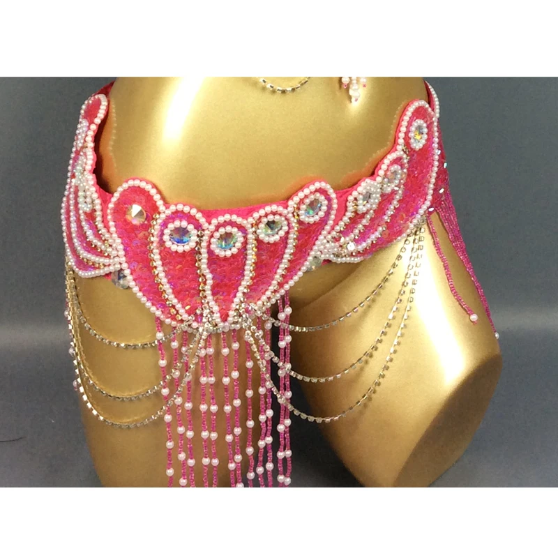 High Quality Women\'s sequins Belly Dance Costume Sexy Hip Scarf Wrap bellydance Belt with tassel beading waist chain 2152