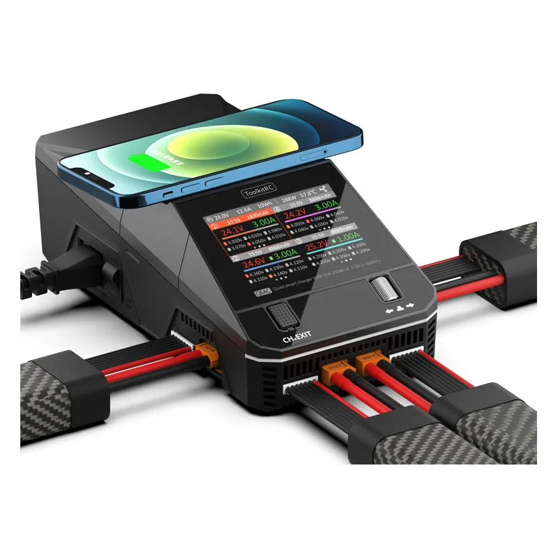 Brand New ToolkitRC Q6AC 1000W 15A 4-way 1-6S Lithium Battery Balance Charger for RC